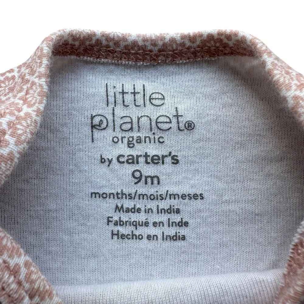 Little Planet by Carter's Beige Floral Geometric Lap Shoulders Bodysuit Size 9M